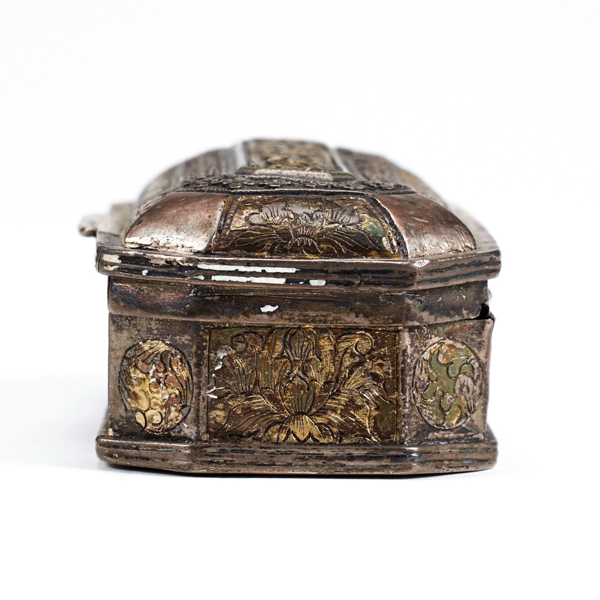 19th c. Indonesian Sumatra Silver Gilt Tobacco Box - Bild 5 aus 8