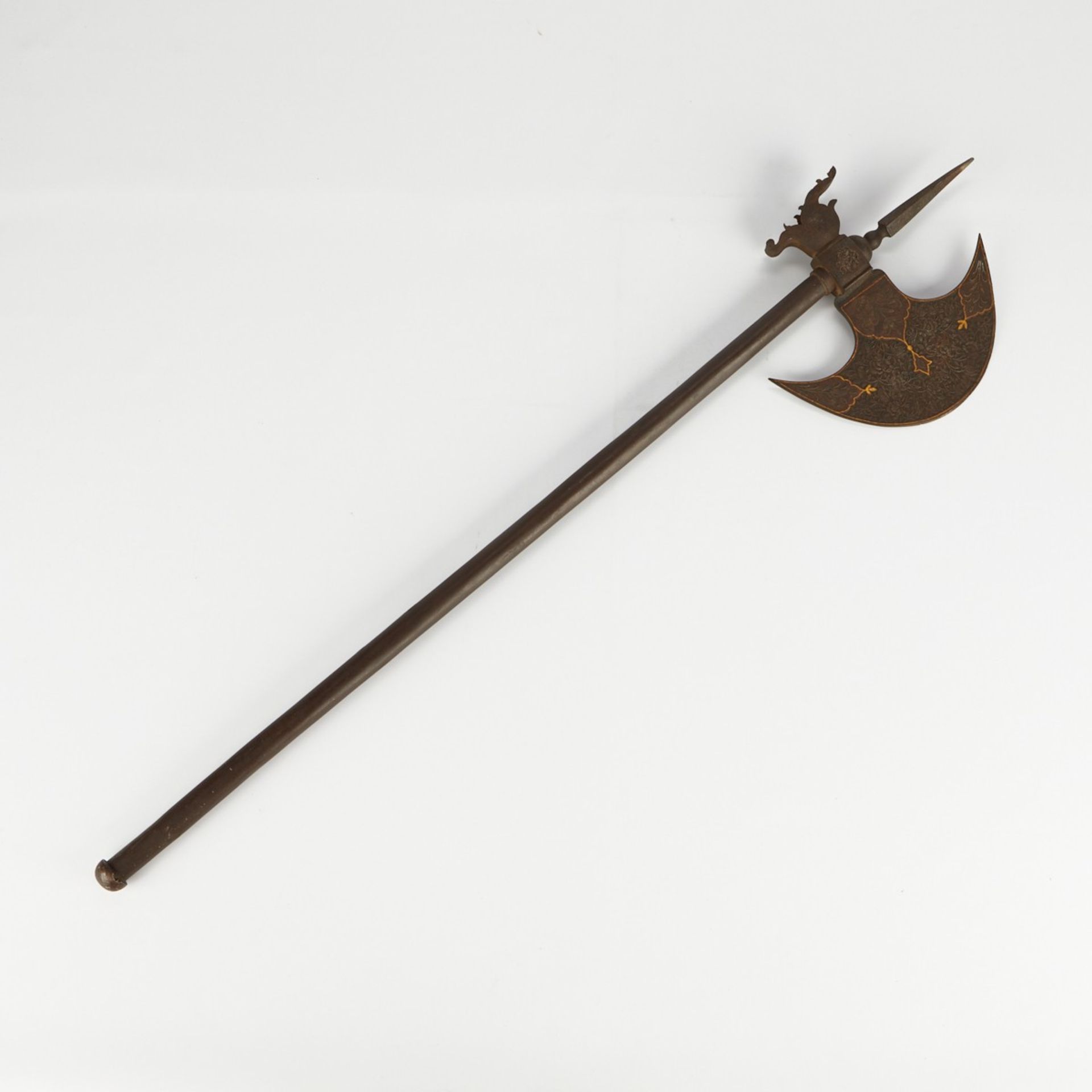 Persian Damascened Iron & Steel Ax - Bild 2 aus 9