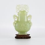 Chinese Carved Serpentine Covered Vase