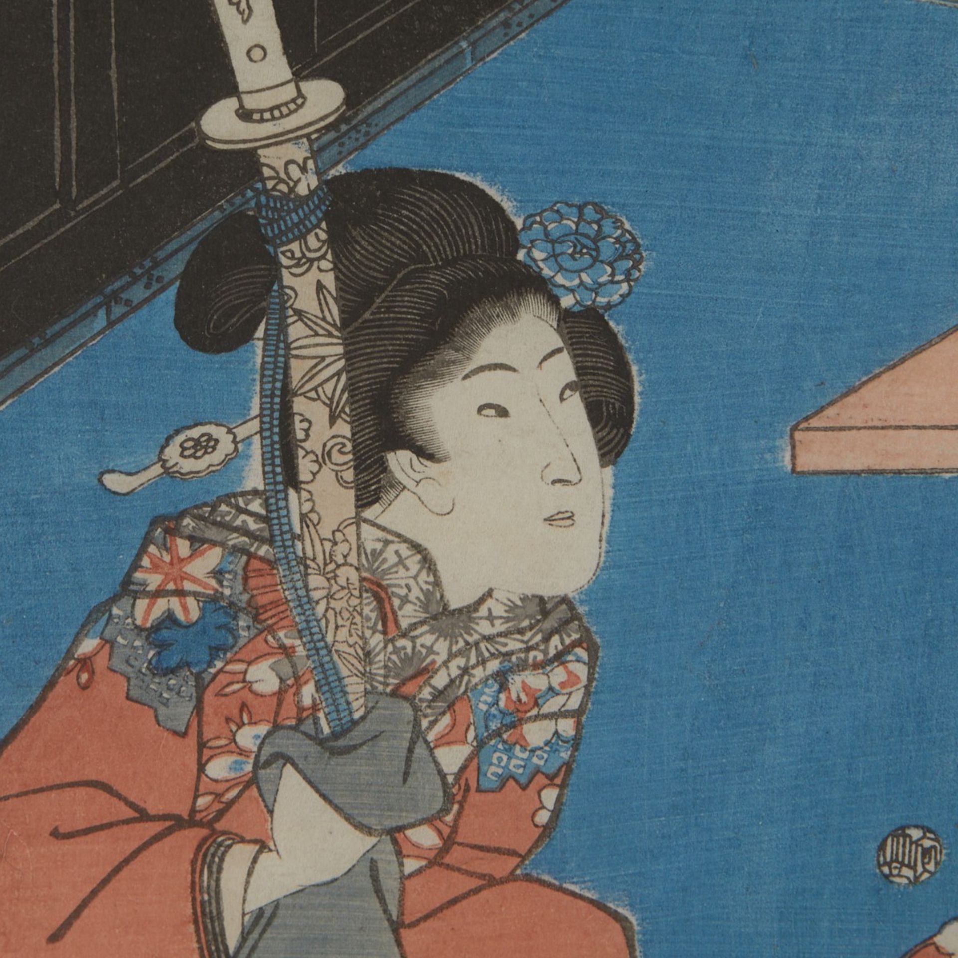 Grp: 3 Japanese Woodblock Triptychs Kuniyoshi, Chicoshige, Toyokuni - Bild 15 aus 31