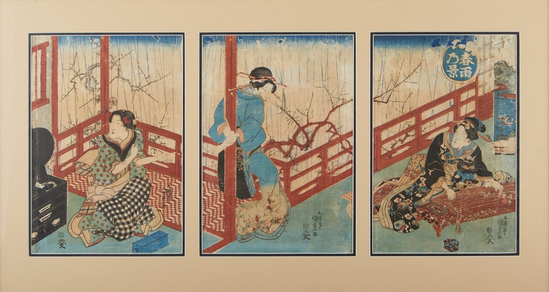 Grp: 2 Japanese Ukiyo-e Triptychs - Bild 2 aus 20