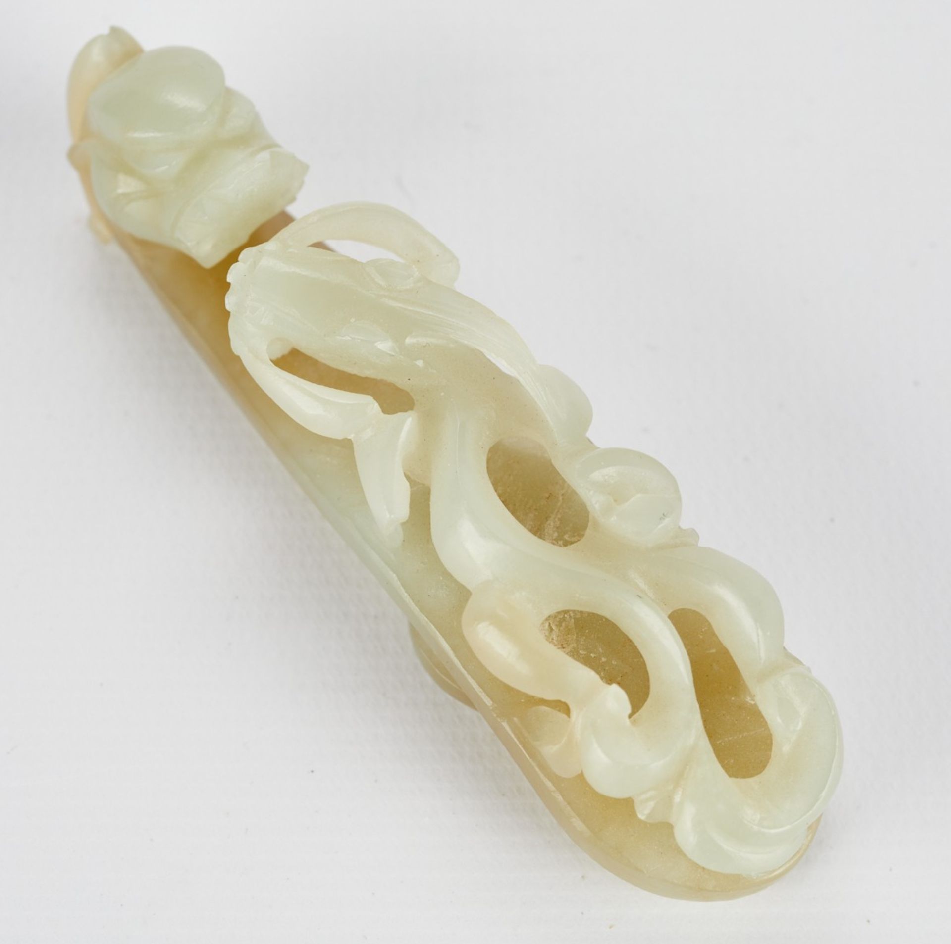 19th c. Chinese Jade Carved Dragon Belt Hook - Bild 4 aus 4