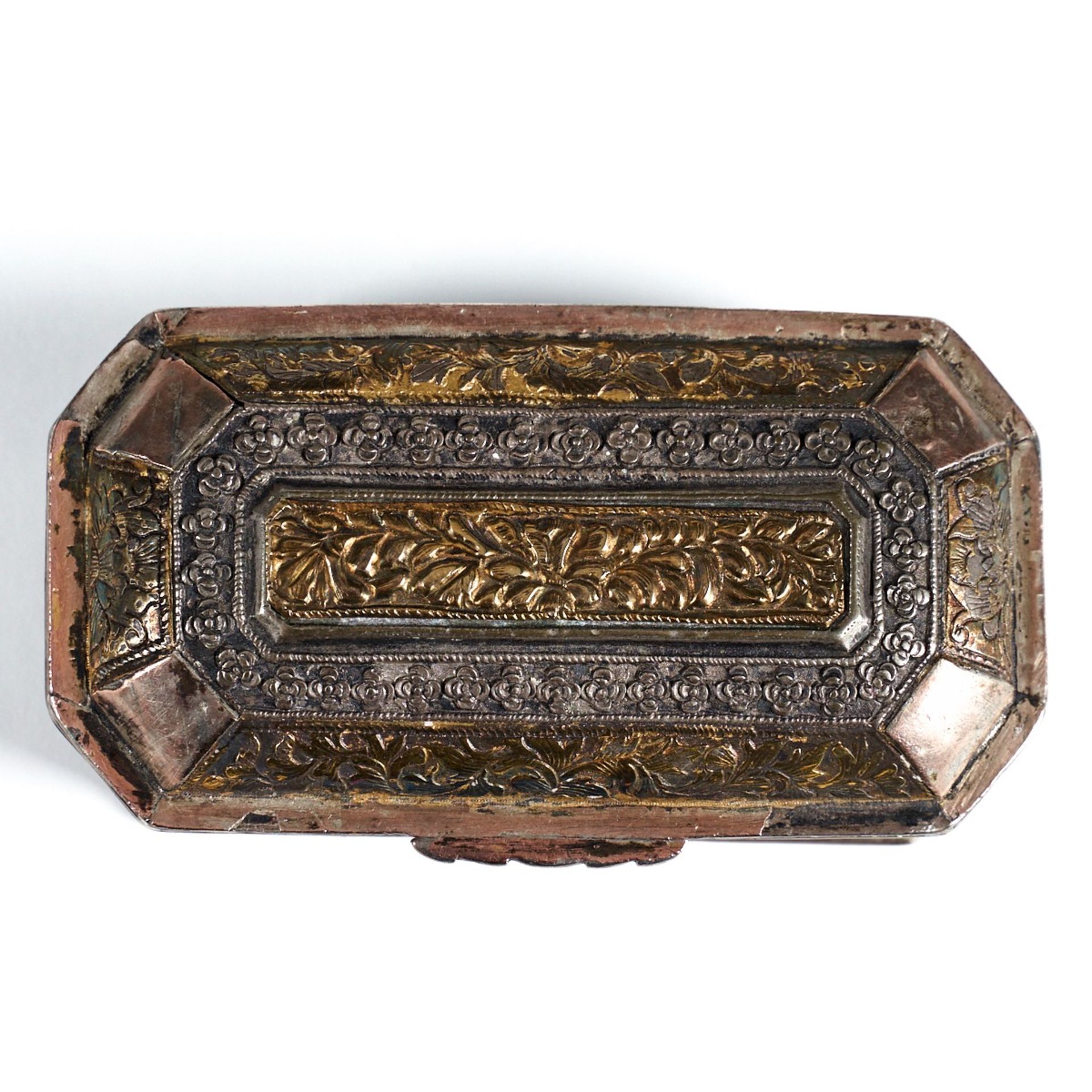 19th c. Indonesian Sumatra Silver Gilt Tobacco Box - Bild 3 aus 8