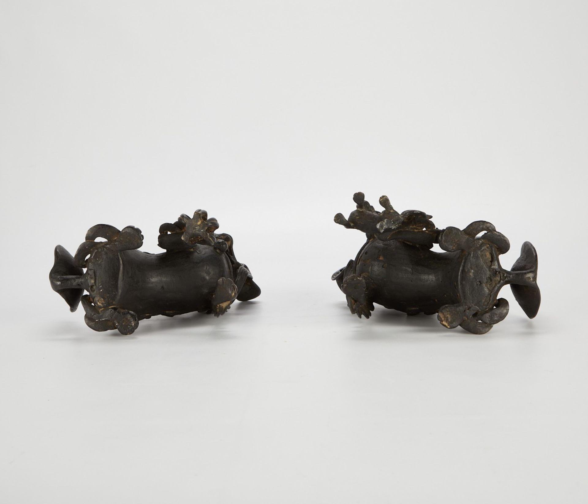 Pair 19th c. Chinese Bronze Lions - Bild 6 aus 8