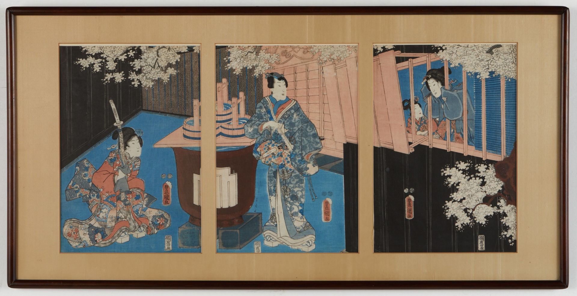 Grp: 3 Japanese Woodblock Triptychs Kuniyoshi, Chicoshige, Toyokuni - Bild 11 aus 31