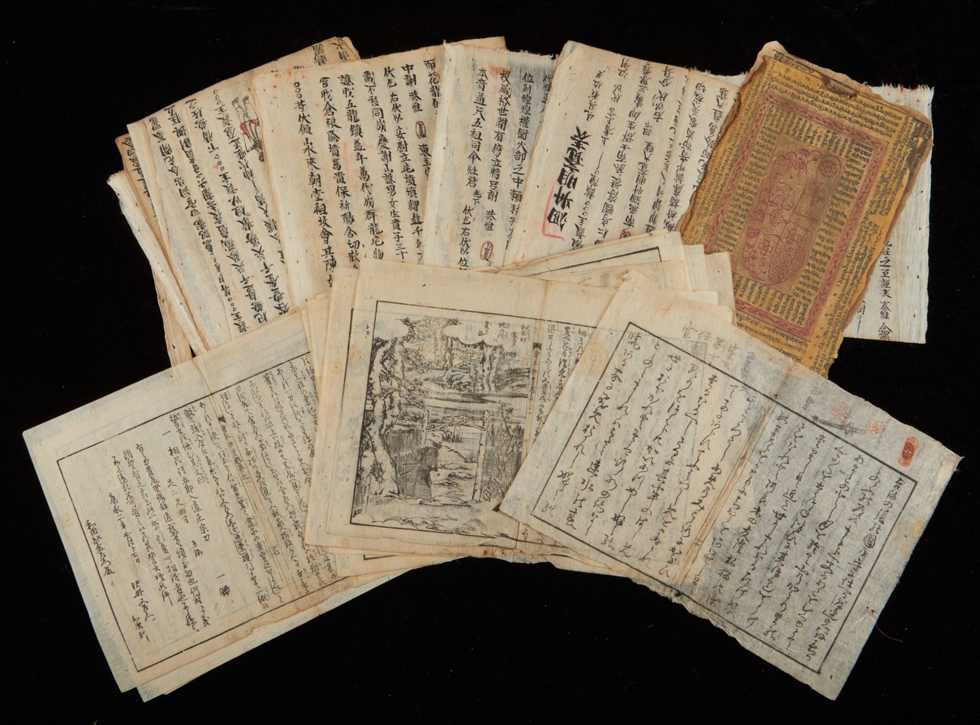 Grp: Early Tibetan/Thai Buddhist Manuscripts scrolls - Bild 2 aus 17