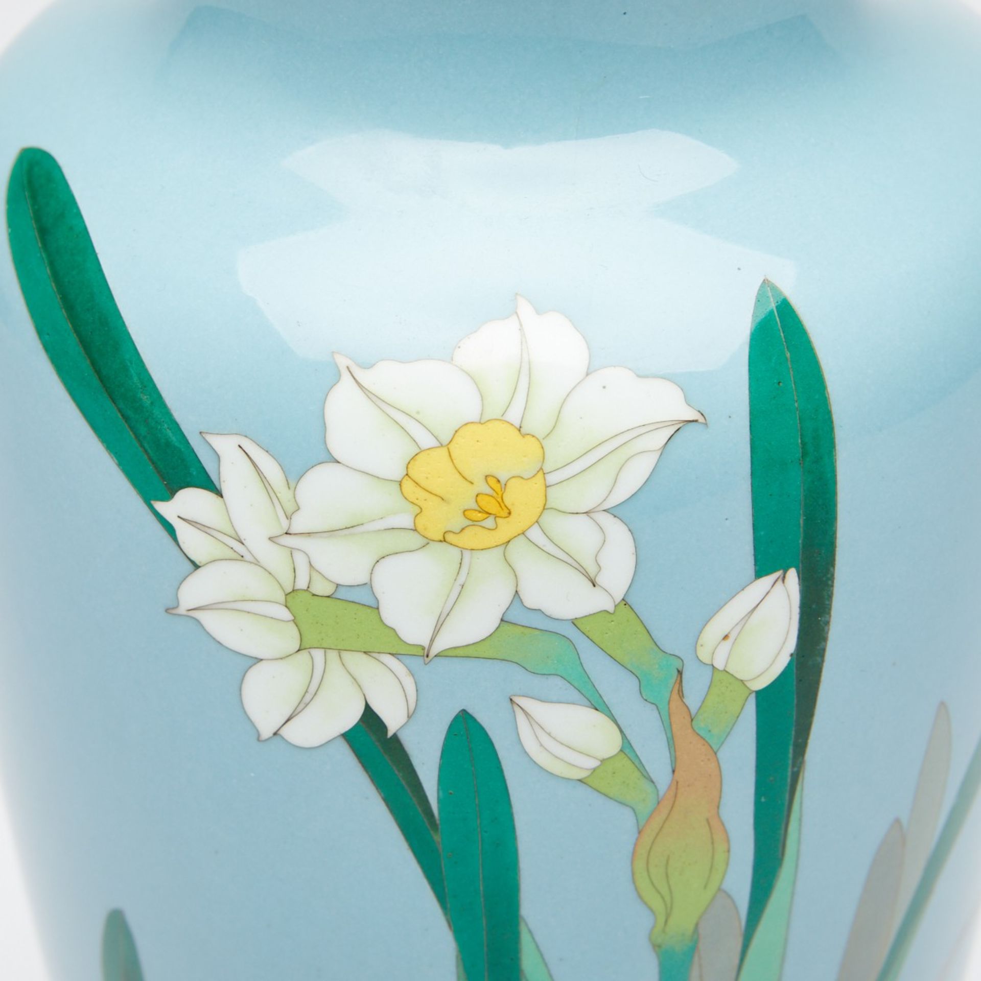 Ando Jubei Cloisonne Vase w/ Daffodils - Bild 6 aus 6