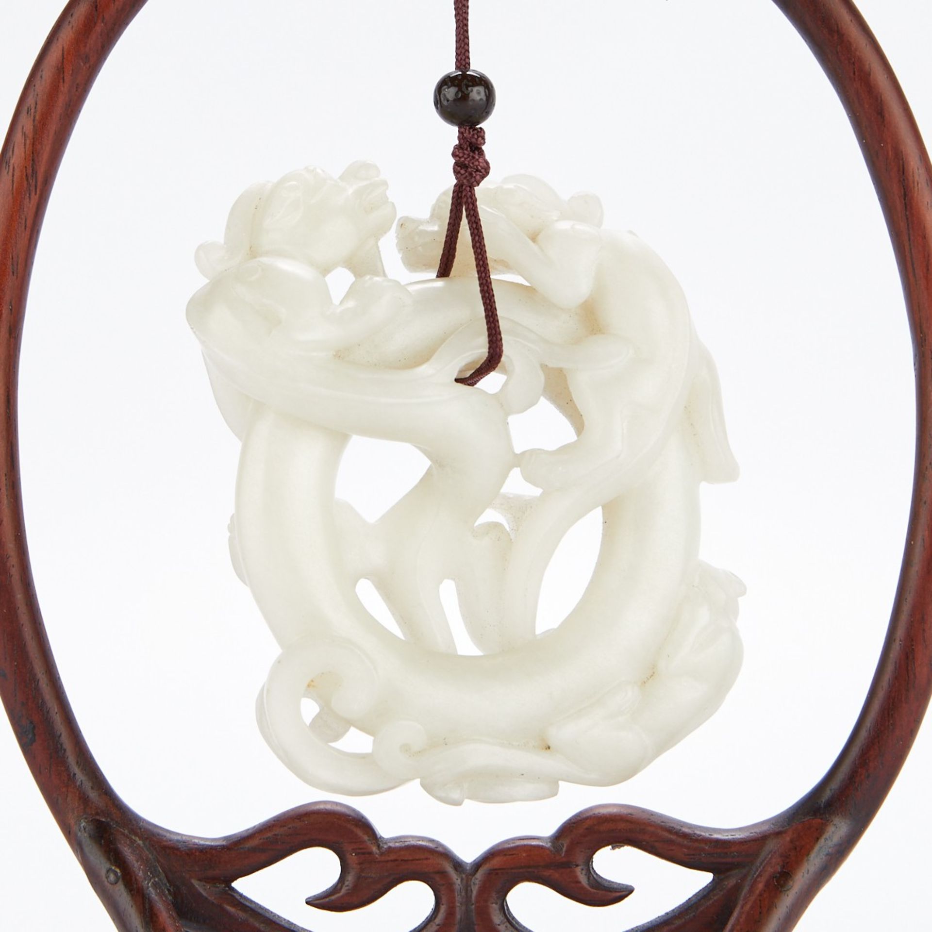 Chinese White Jade Bi Disc with Dragons - Bild 7 aus 7