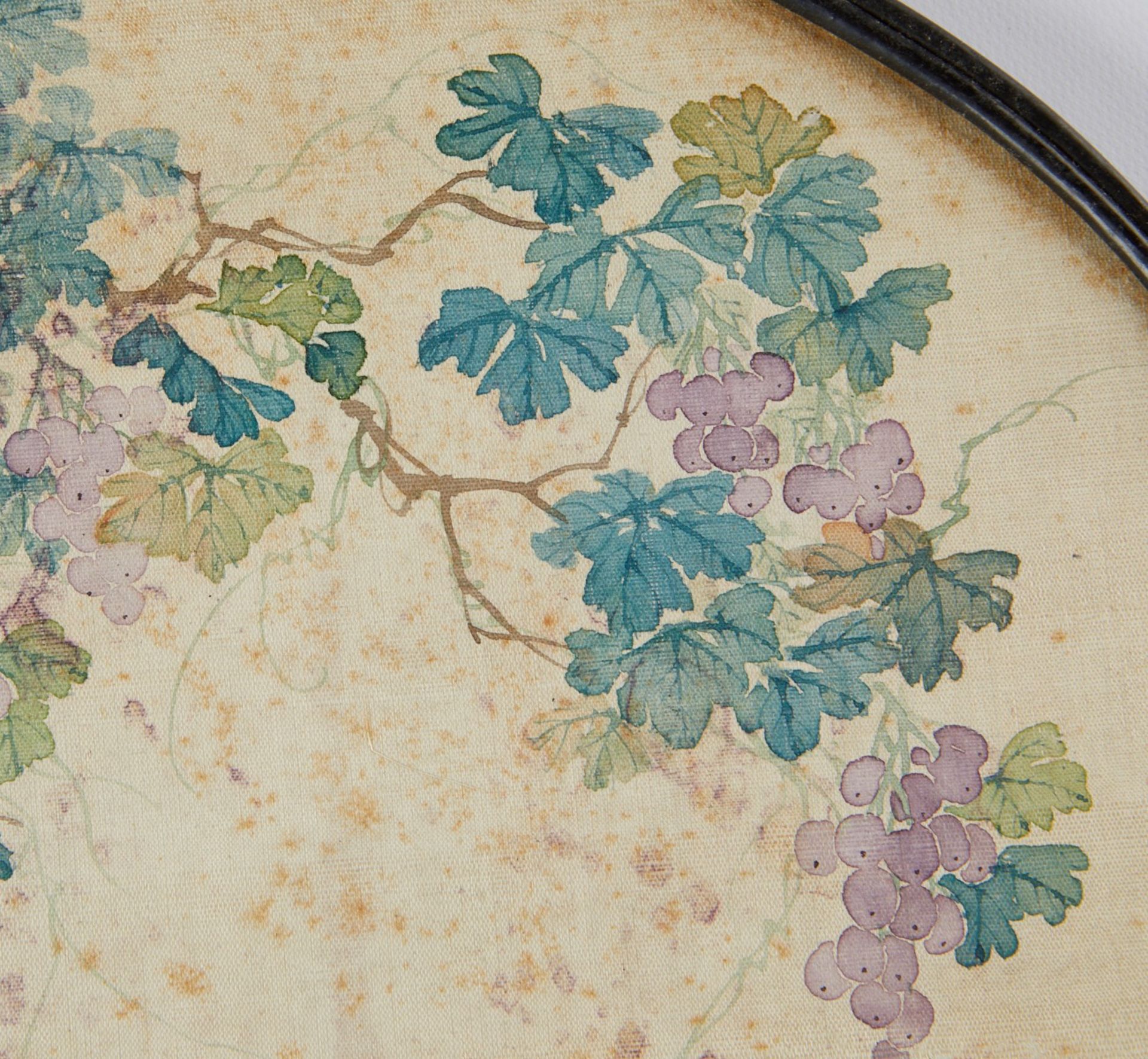 Chinese Qing Imperial Court Fan w/ Grapes - Bild 3 aus 4