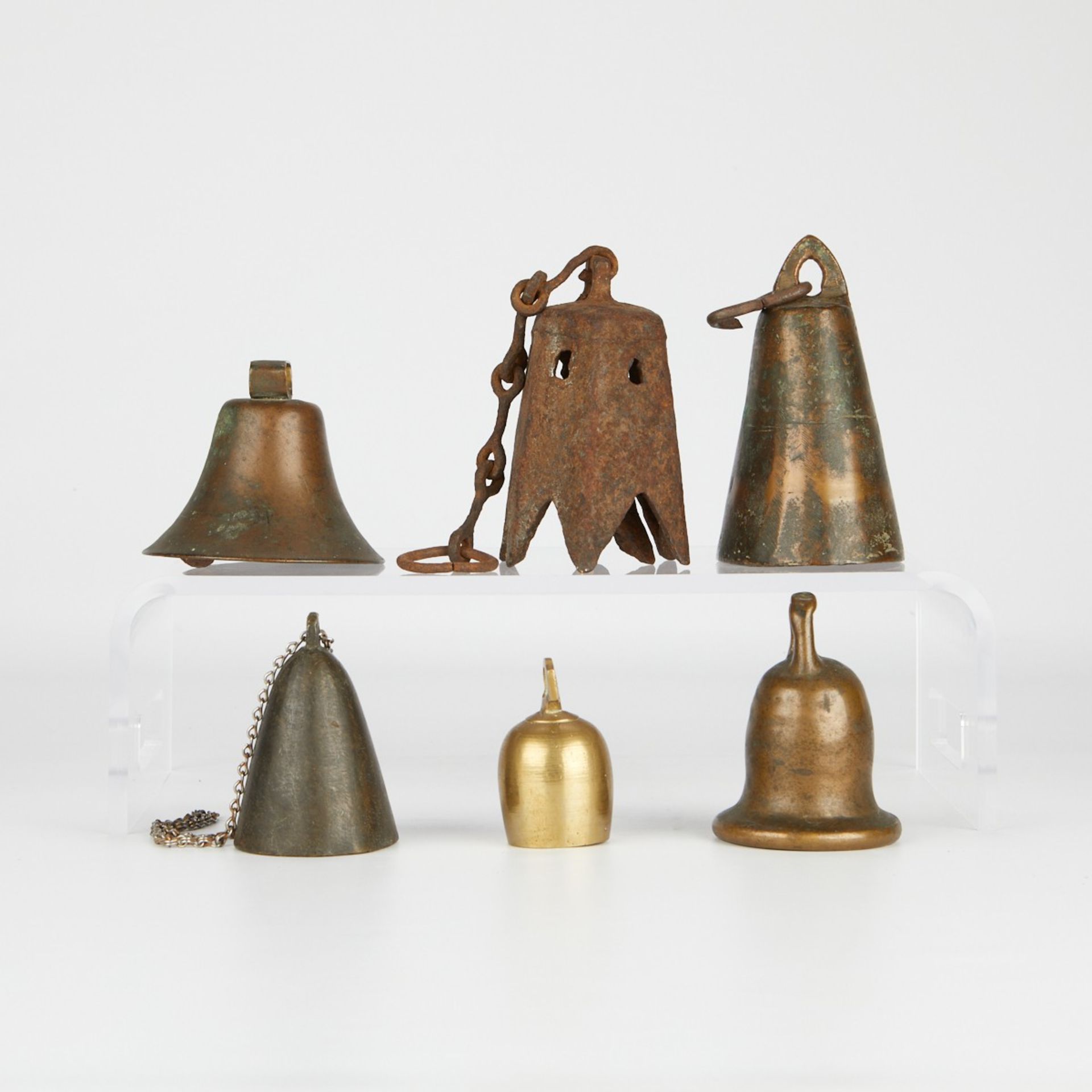 Grp: 6 Antique Bronze Bells - Bild 2 aus 6