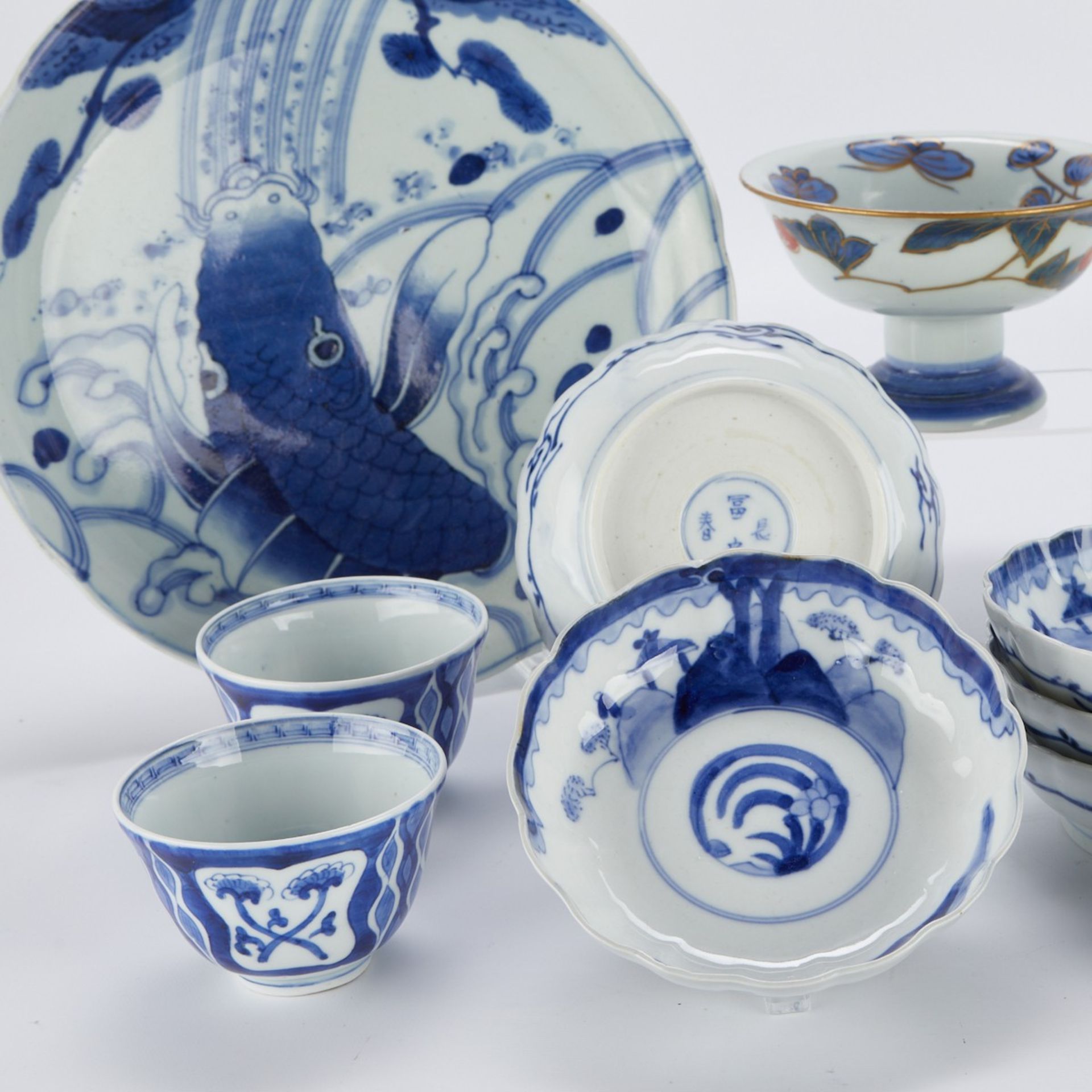 Grp: 23 Pcs Japanese Blue & White Porcelain - Bild 4 aus 8