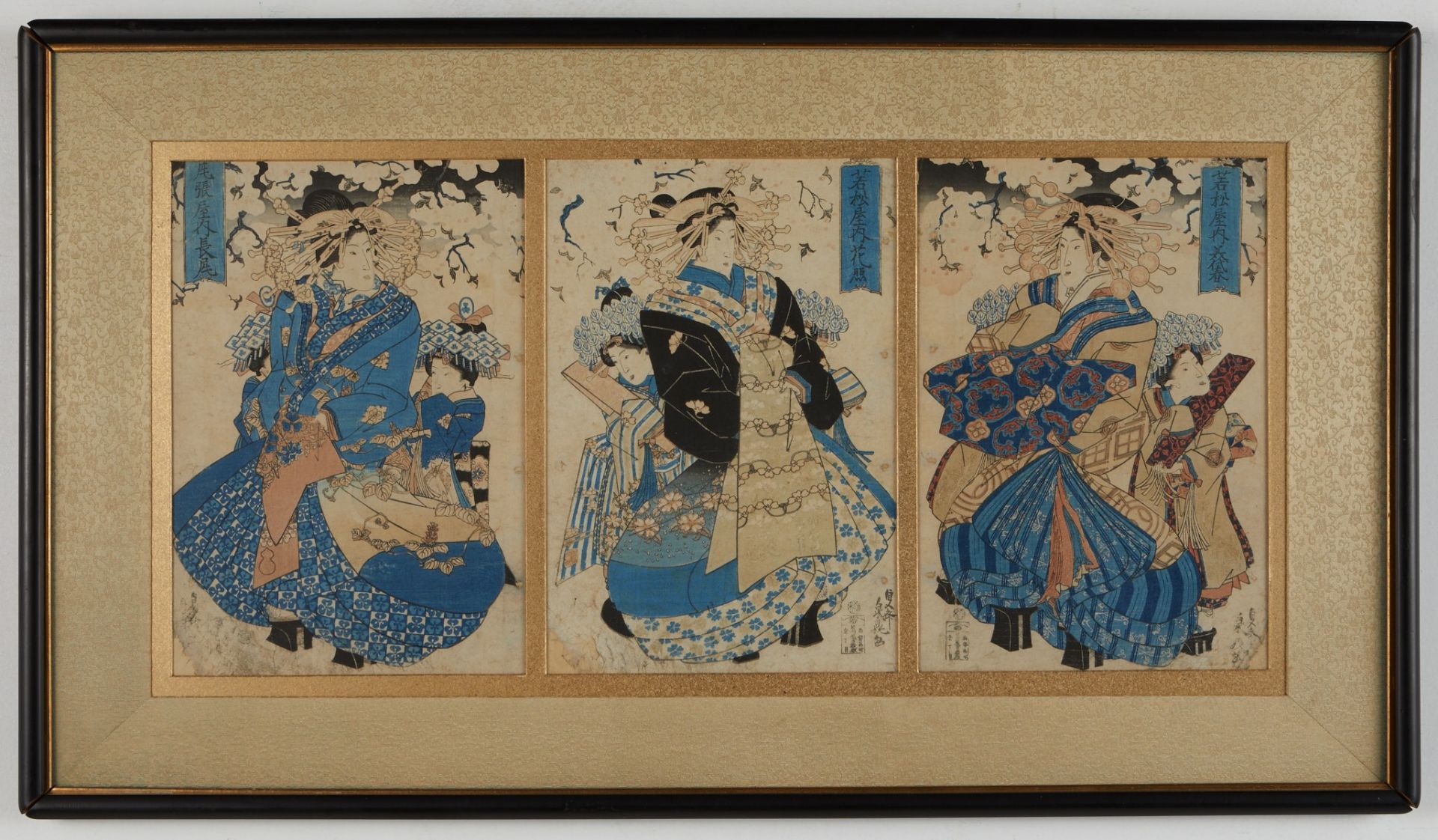 Grp: 3 Japanese Woodblock Triptychs Kuniyoshi, Chicoshige, Toyokuni - Bild 20 aus 31