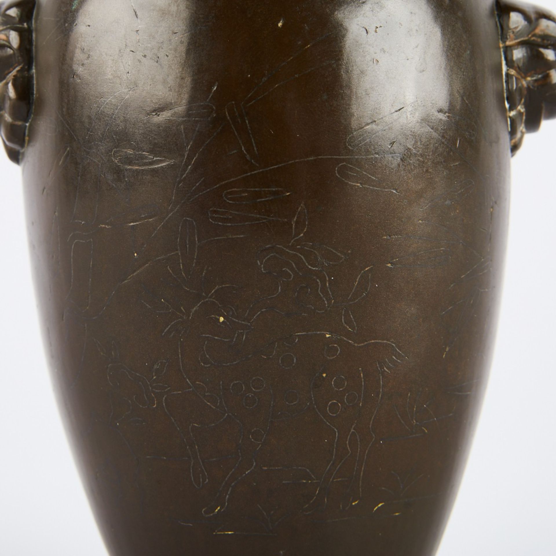 18th-19th c. Chinese Bronze Vase w/ Silver Inlay - Bild 8 aus 8