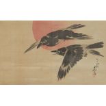 Toyohara Kunichika - Crow Scroll Painting