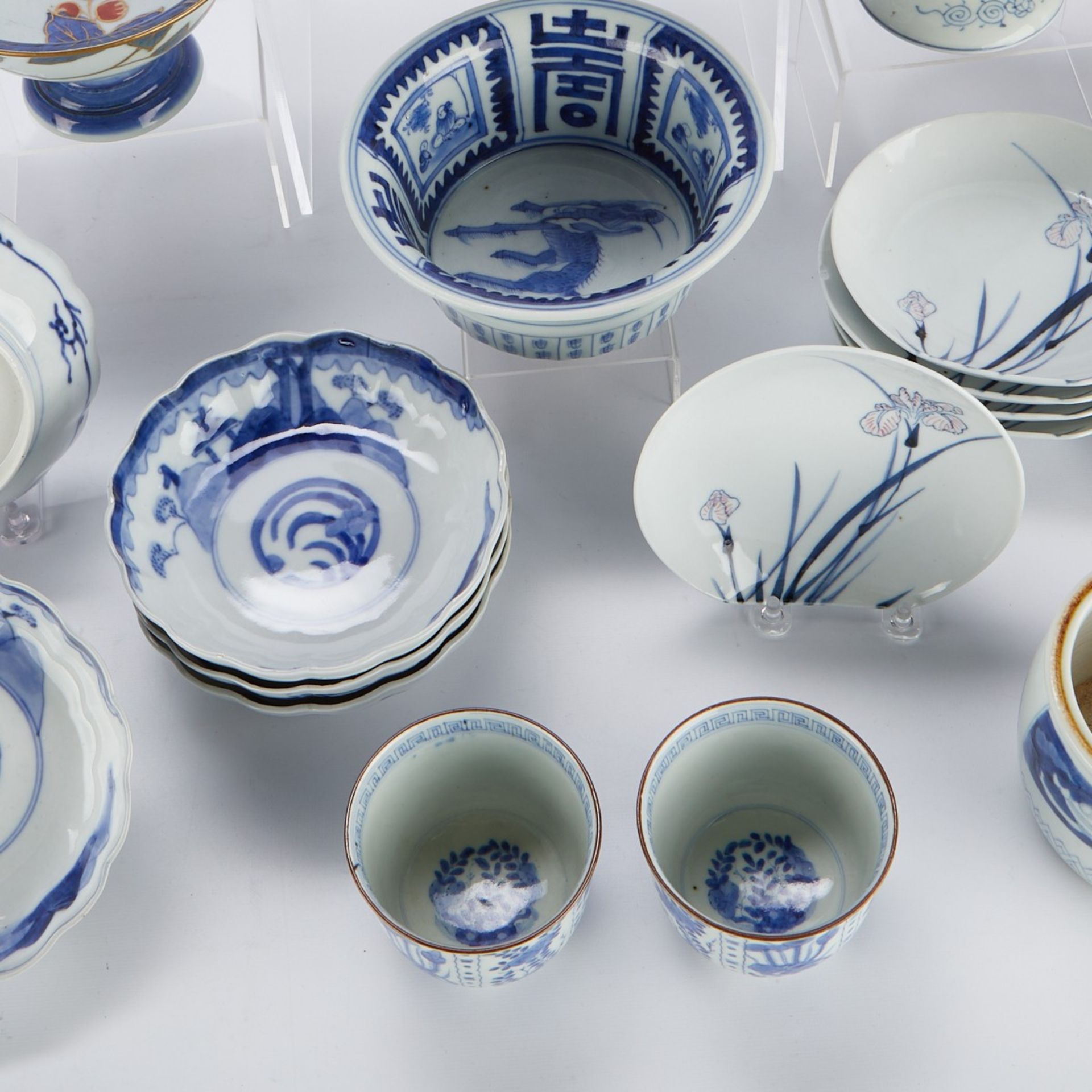Grp: 23 Pcs Japanese Blue & White Porcelain - Image 3 of 8