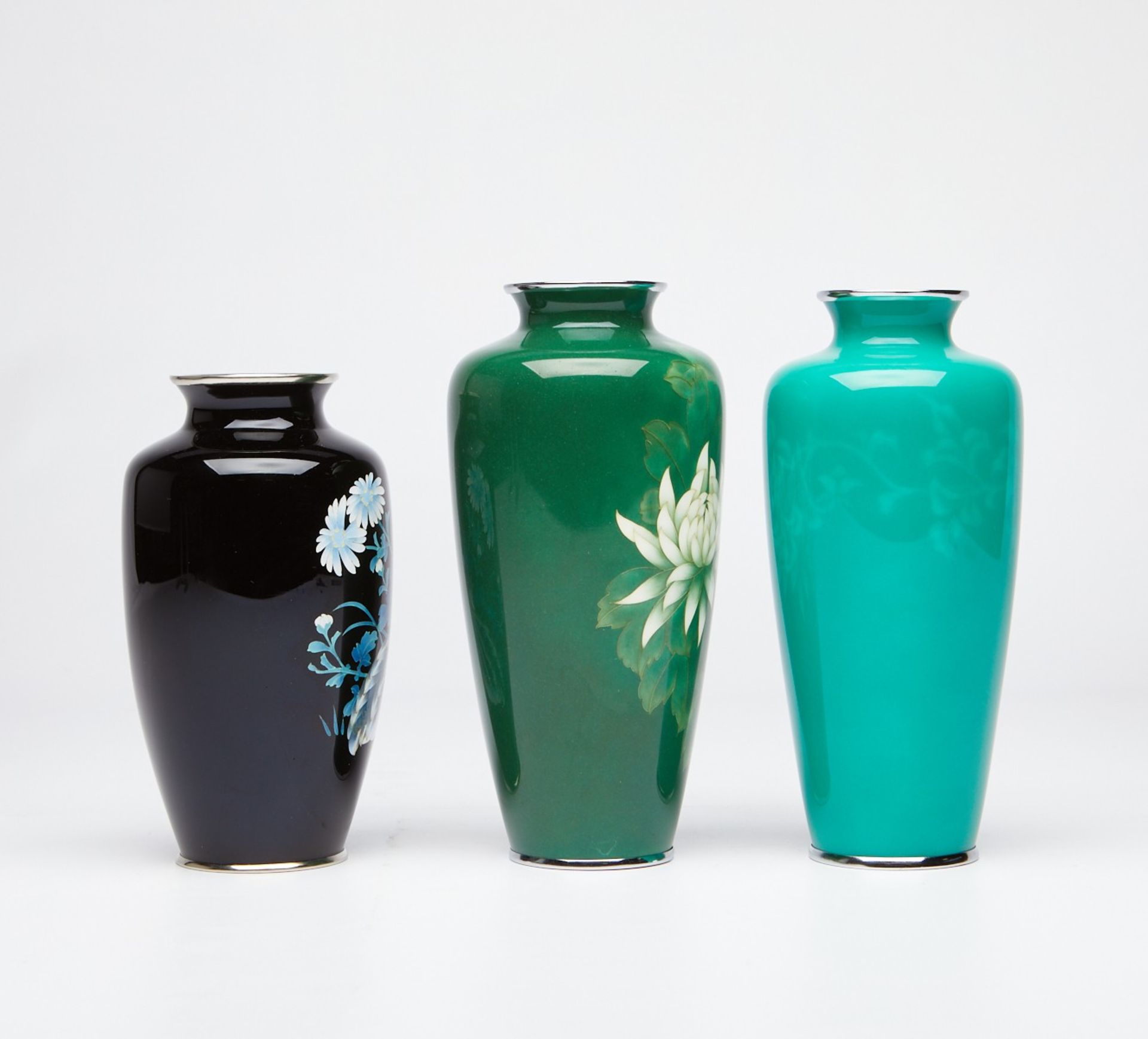 Grp: 3 Japanese Cloisonne Vases Ando - Bild 4 aus 10