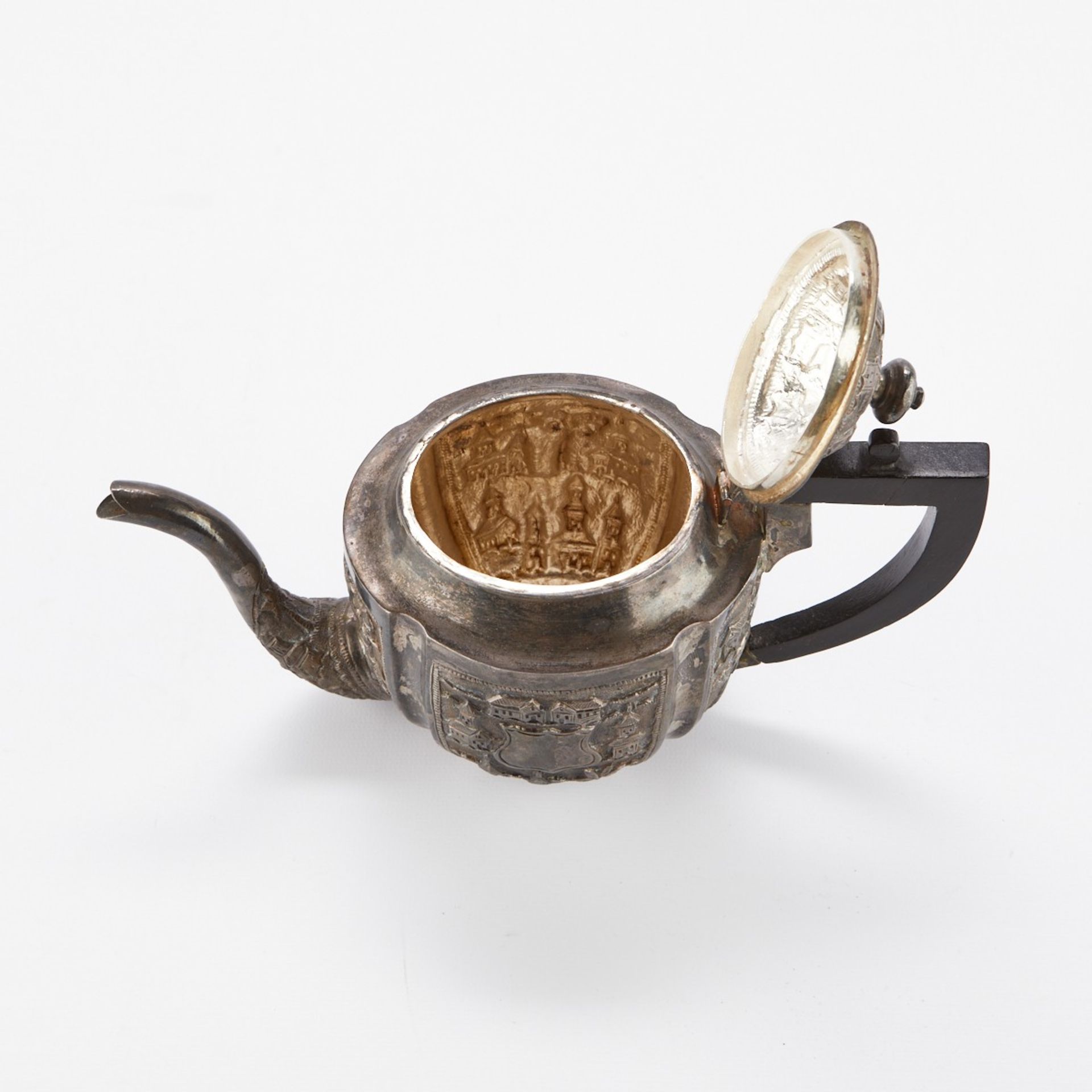 19th c. Anglo Indian Silver Teapot - Bild 5 aus 10
