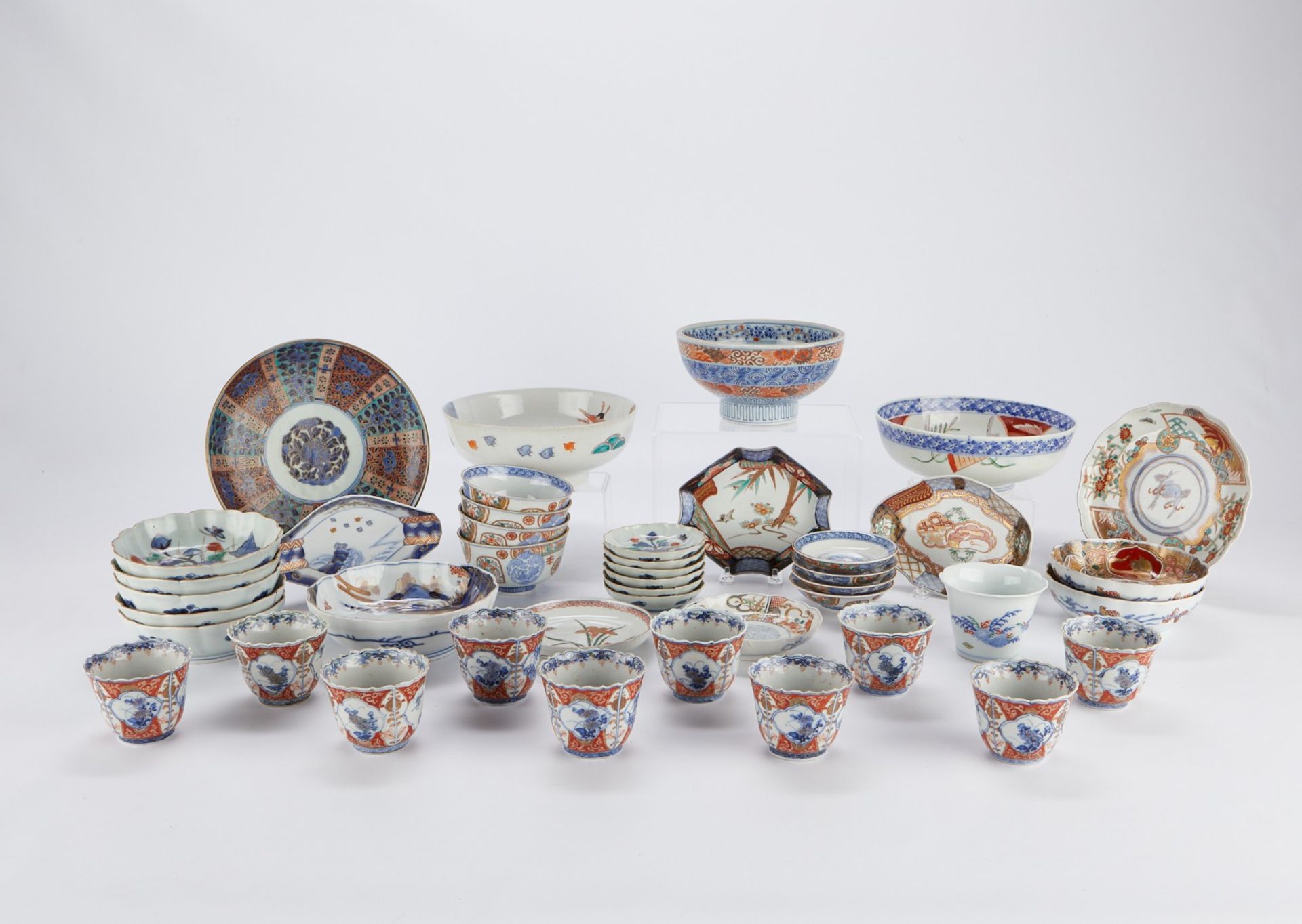 Lrg Grp Japanese Imari Kutani Kakiemon Porcelain