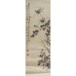 Early 20th c. Chinese Scroll Painting Chrysanthemums