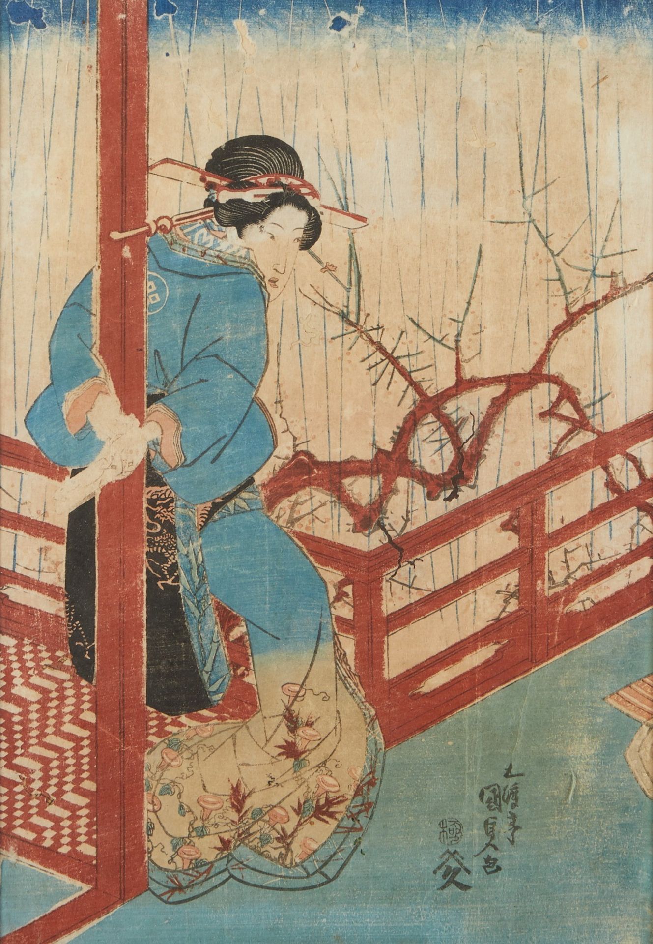 Grp: 2 Japanese Ukiyo-e Triptychs - Bild 14 aus 20