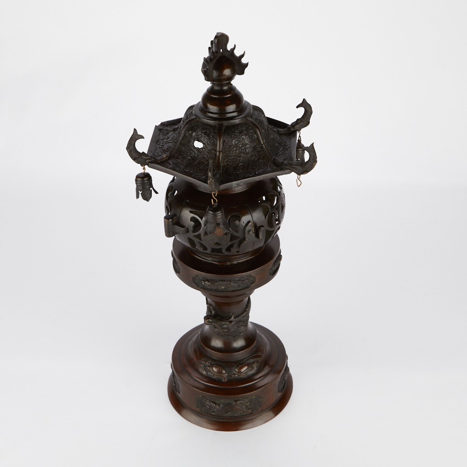 Japanese Bronze Lantern w/ Bronze Censer - Bild 6 aus 21