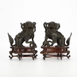 Pair 19th c. Chinese Bronze Lions