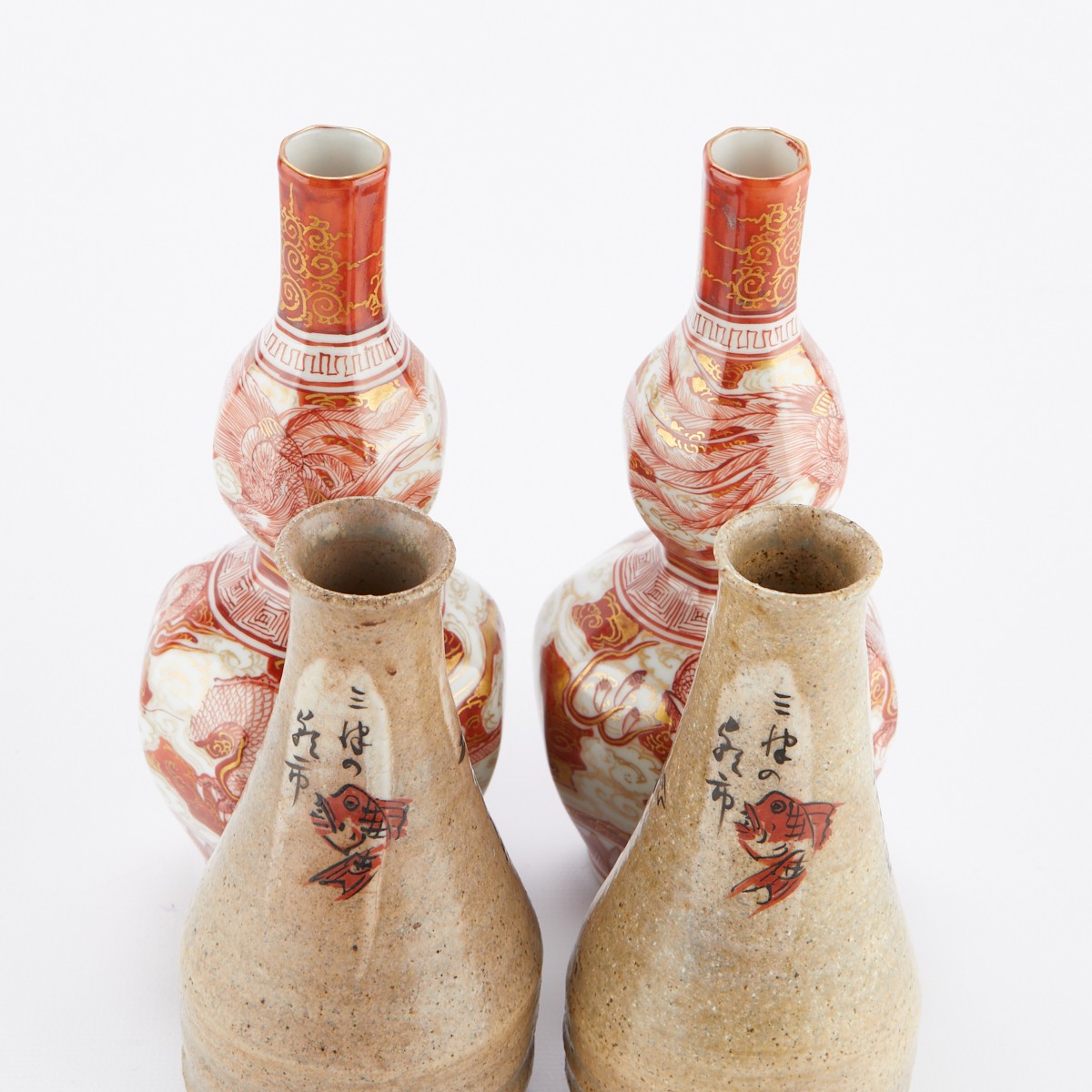 Grp: 4 Japanese Ceramic Sake Bottles 2 Pairs - Image 14 of 16