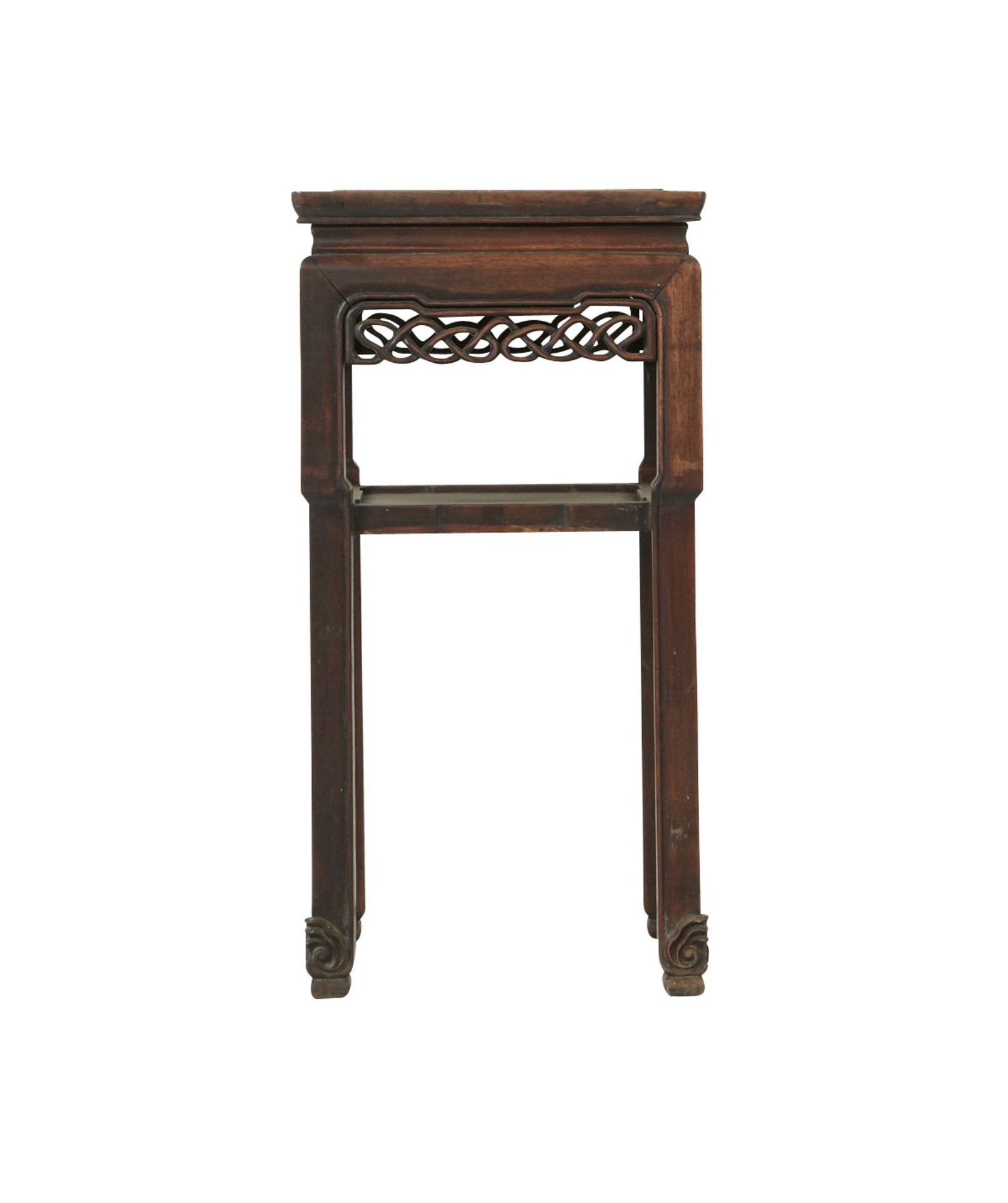 19th c. Chinese Rosewood Stand w/ Carved Skirt - Image 3 of 8