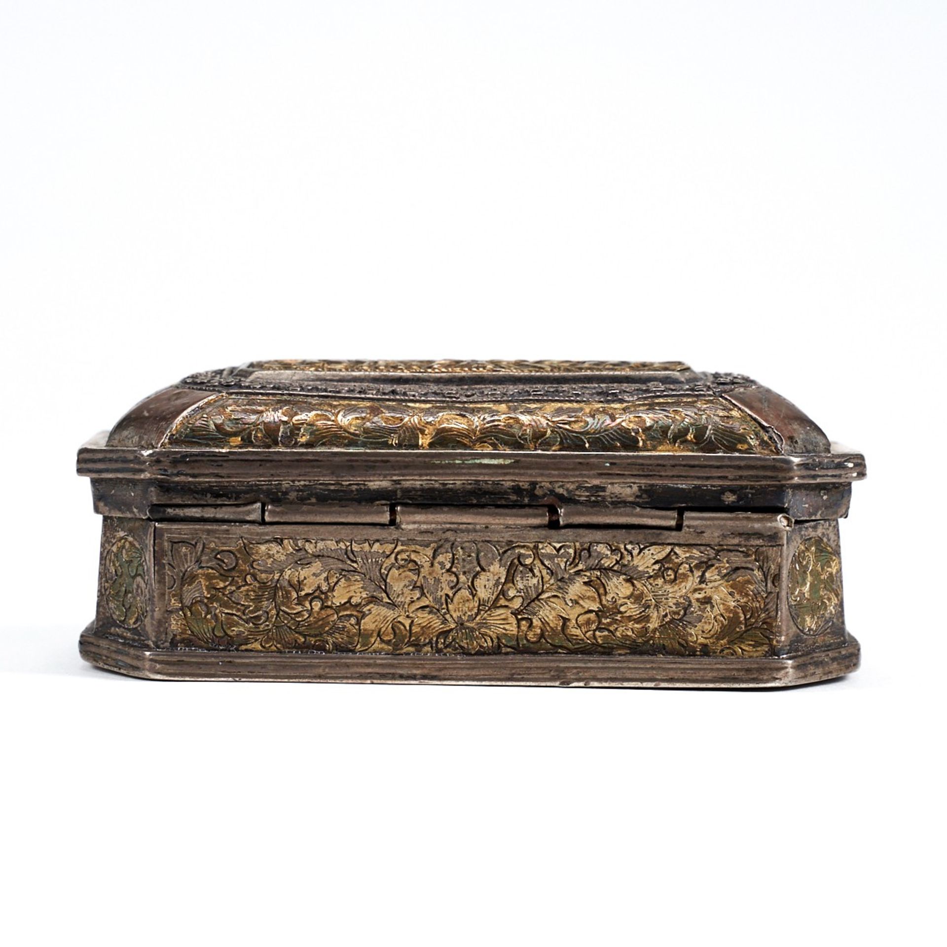 19th c. Indonesian Sumatra Silver Gilt Tobacco Box - Bild 6 aus 8