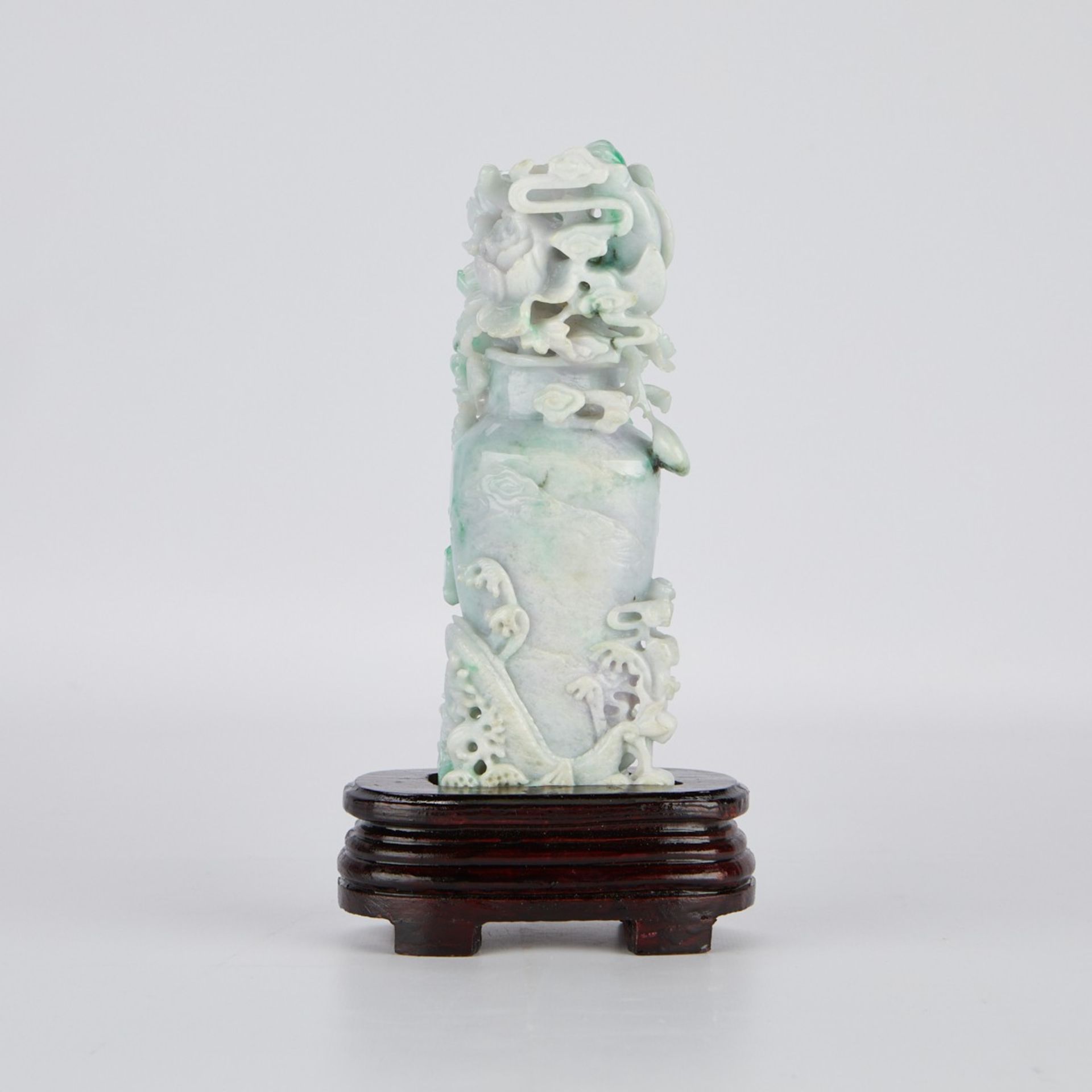 Chinese Jade Carving Vase w/ Dragon - Bild 2 aus 10