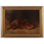 Hermann Simon Oil on Canvas Dog Painting 1883