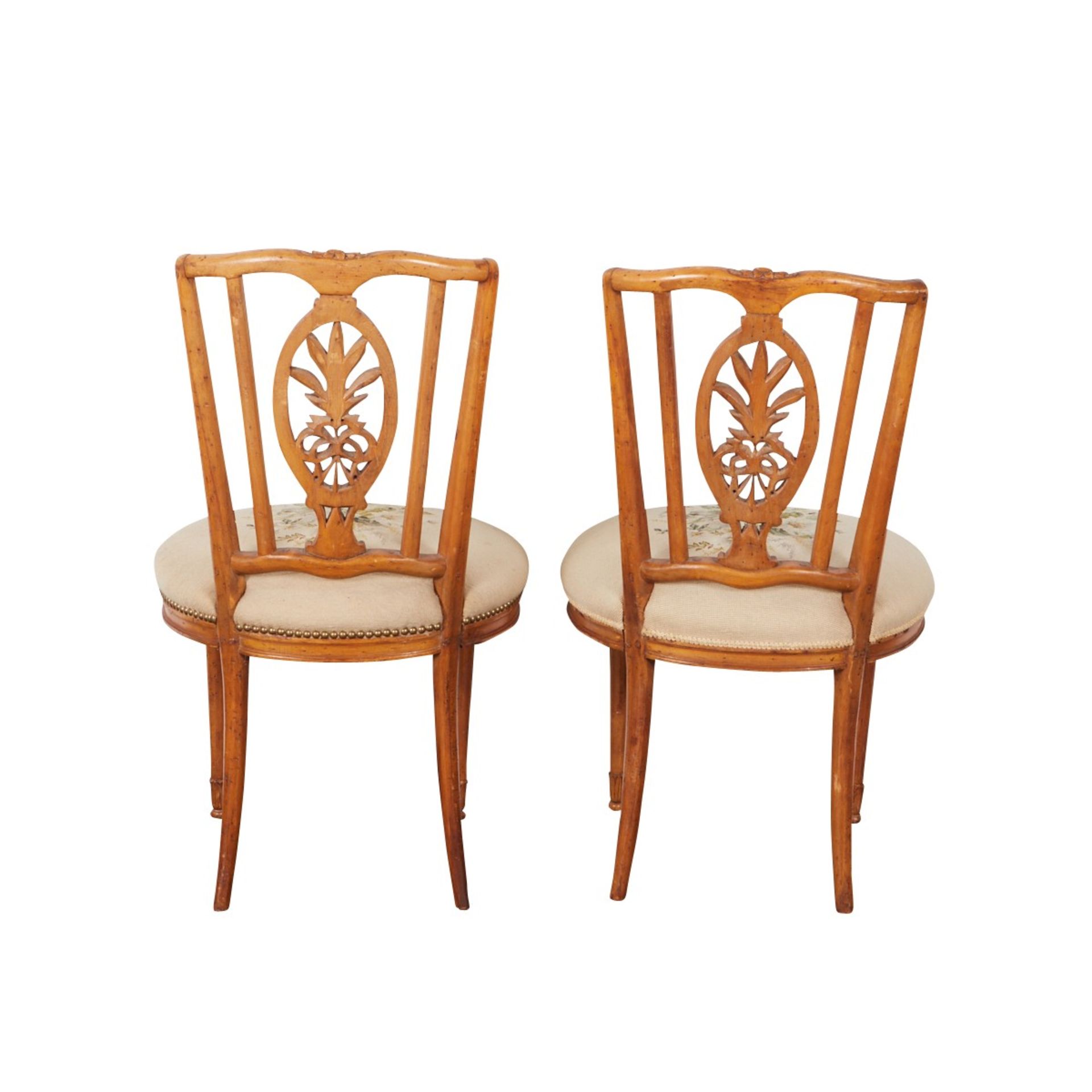 Pr French Side Chairs w/ Floral Decoration - Image 4 of 10