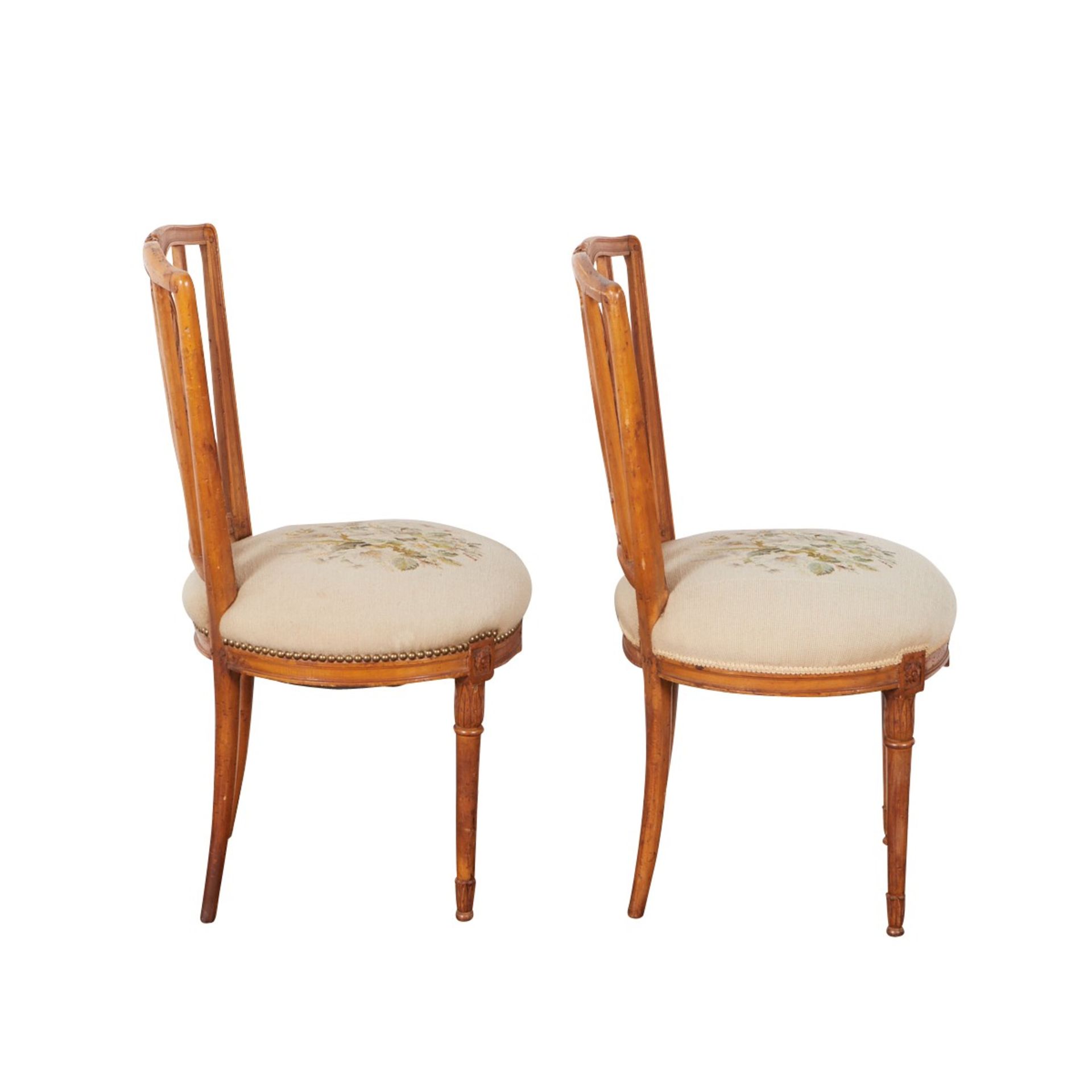 Pr French Side Chairs w/ Floral Decoration - Image 5 of 10