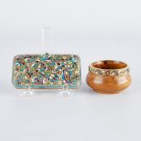 Russian Silver Enamel Case & Salt Cellar