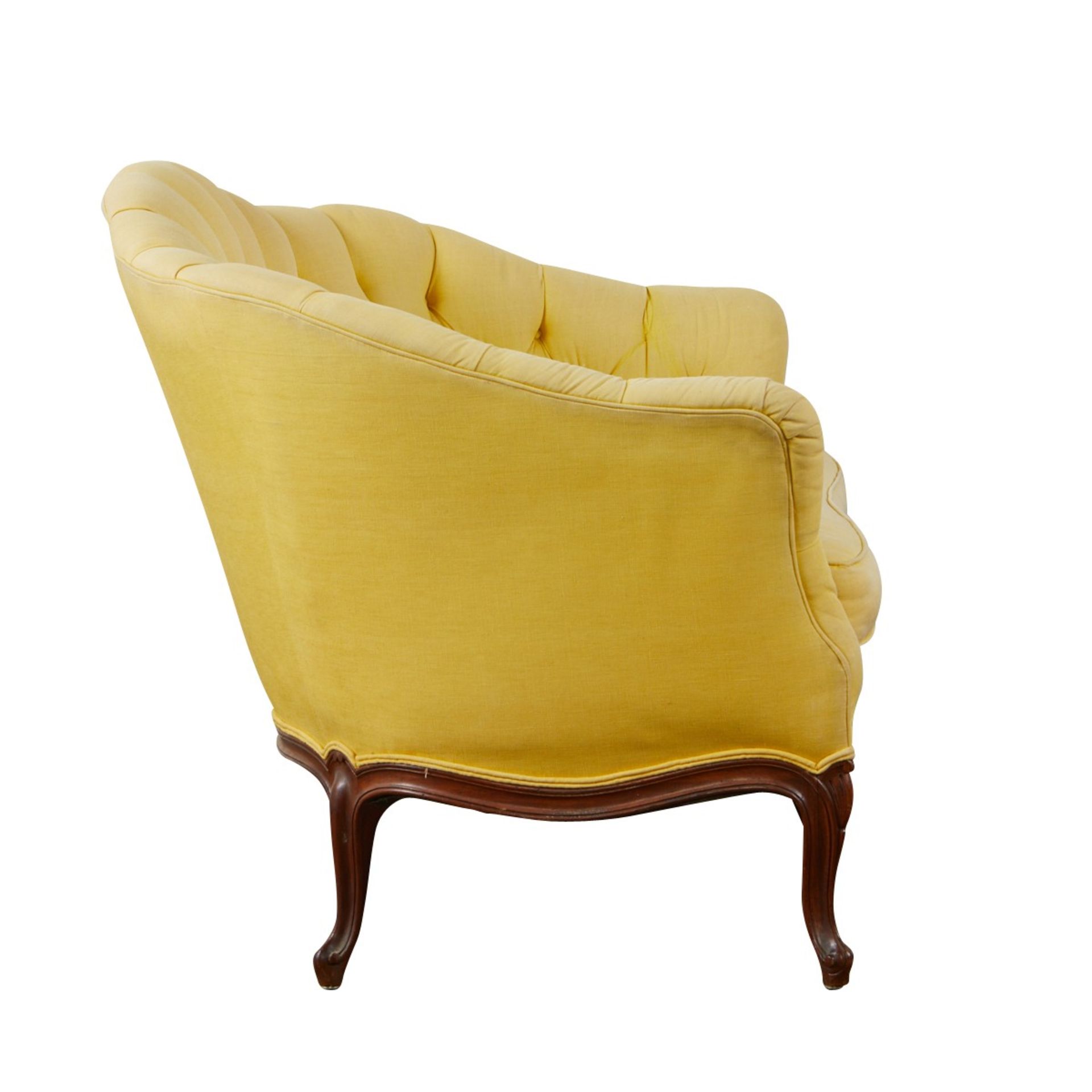 19th c. French Settee w/ Yellow Upholstery - Image 4 of 6