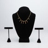 Gold Necklace w/ Diamond Ruby & 2 Pr Gold Earrings