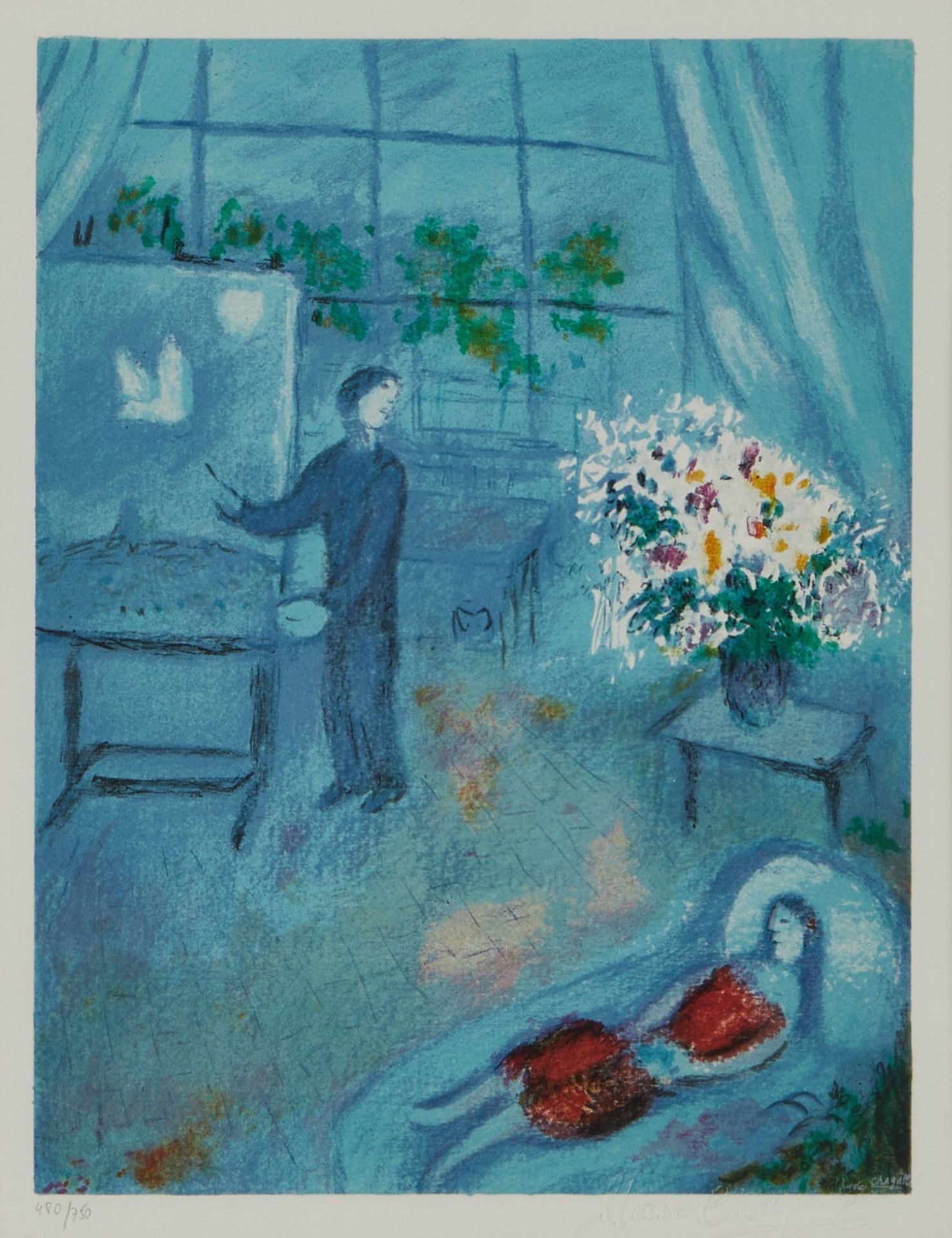 Marc Chagall Lithograph "The Artist and His Model"
