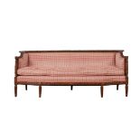 Federal Revival Carved Sofa with Red Striped Upholstery