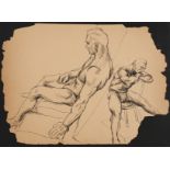 Paul Cadmus Study of 2 Male Figures Ink on Paper