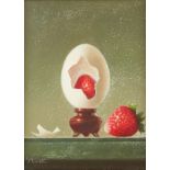 Gerald Stinski Painting Egg & Strawberry w/ Easel