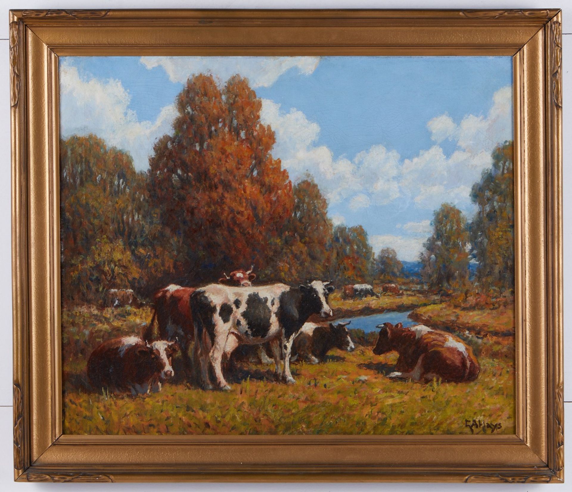 George Hays "Autumn" Oil on Canvas Cattle - Bild 2 aus 7