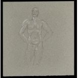 Paul Cadmus Standing Male Nude Crayon on Paper