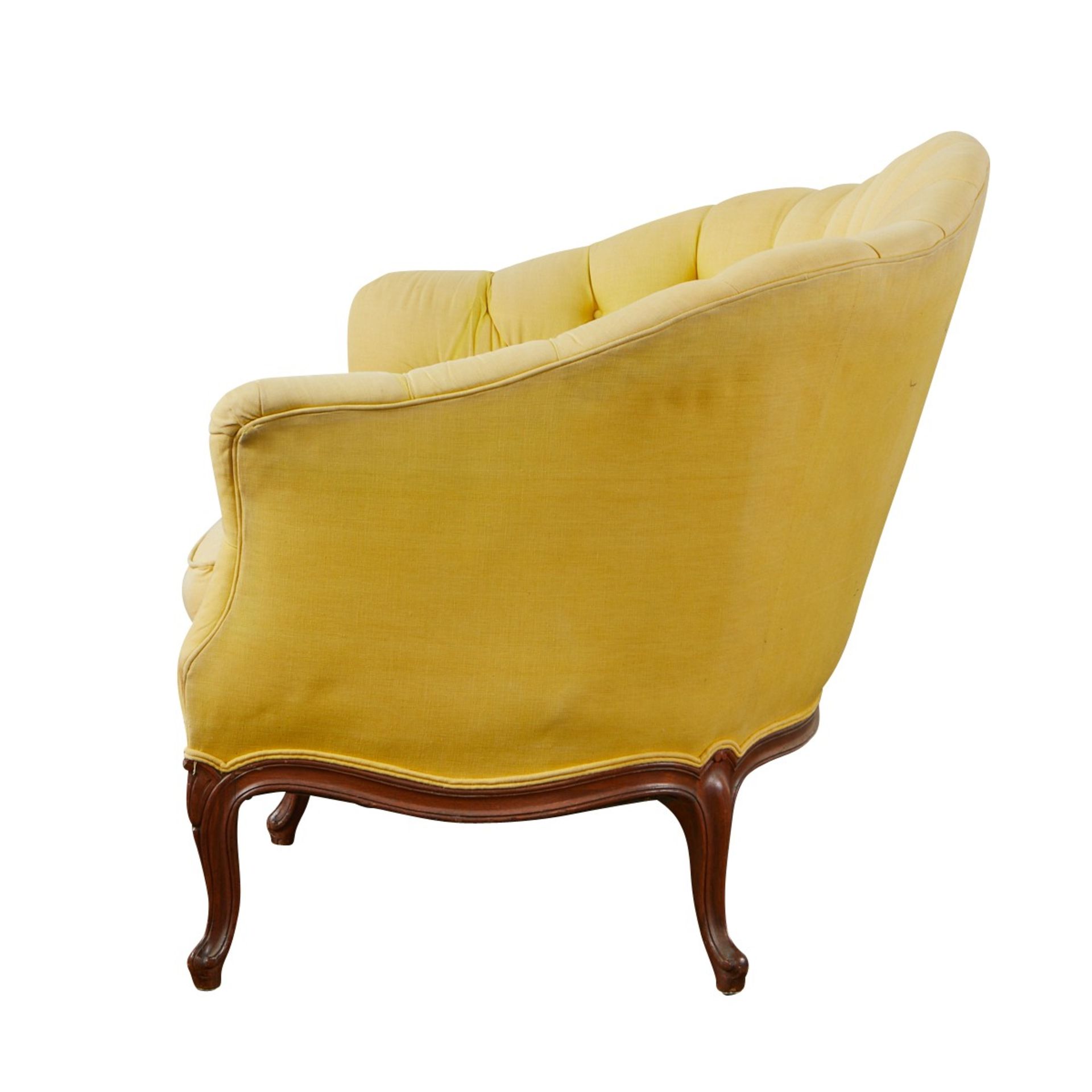 19th c. French Settee w/ Yellow Upholstery - Image 5 of 6