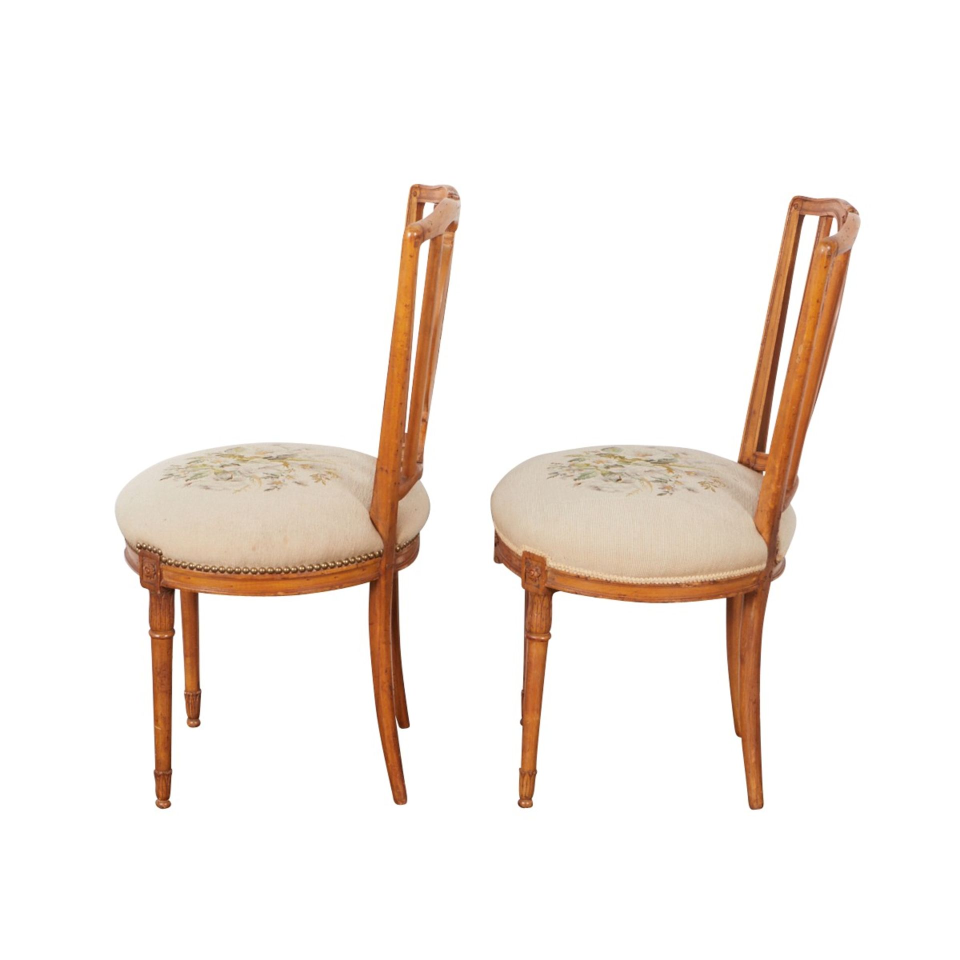 Pr French Side Chairs w/ Floral Decoration - Image 3 of 10