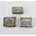 Grp: 3 Russian Silver Niello Cigarette Cases