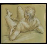 Paul Cadmus Reclining Male Nude Crayon on Paper