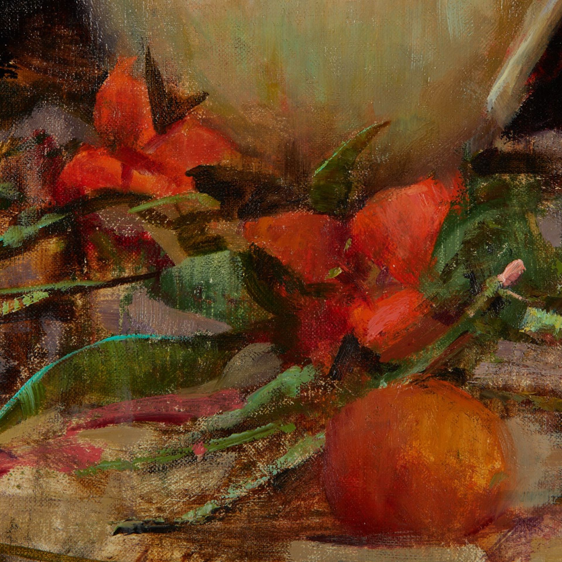 Ron Barsano "White Rose" Oil on Canvas - Image 4 of 7