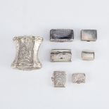 Grp: 7 Sterling Silver Snuff & Pill Boxes