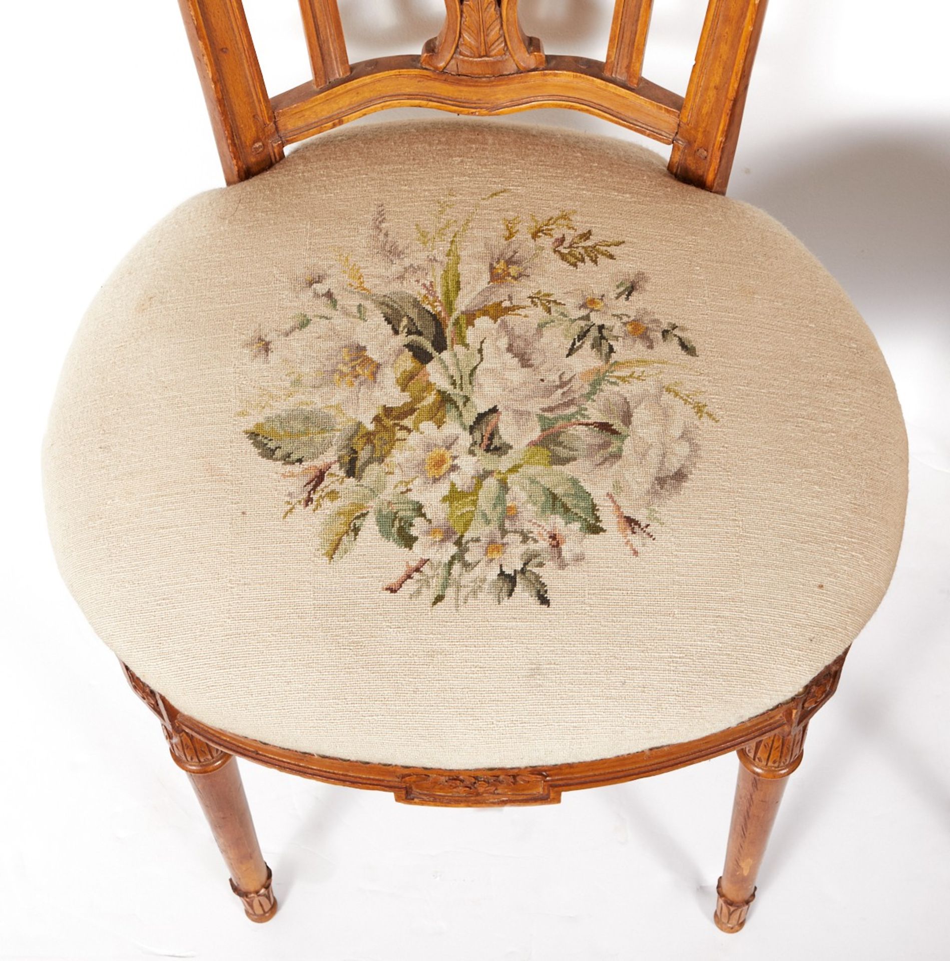 Pr French Side Chairs w/ Floral Decoration - Image 2 of 10