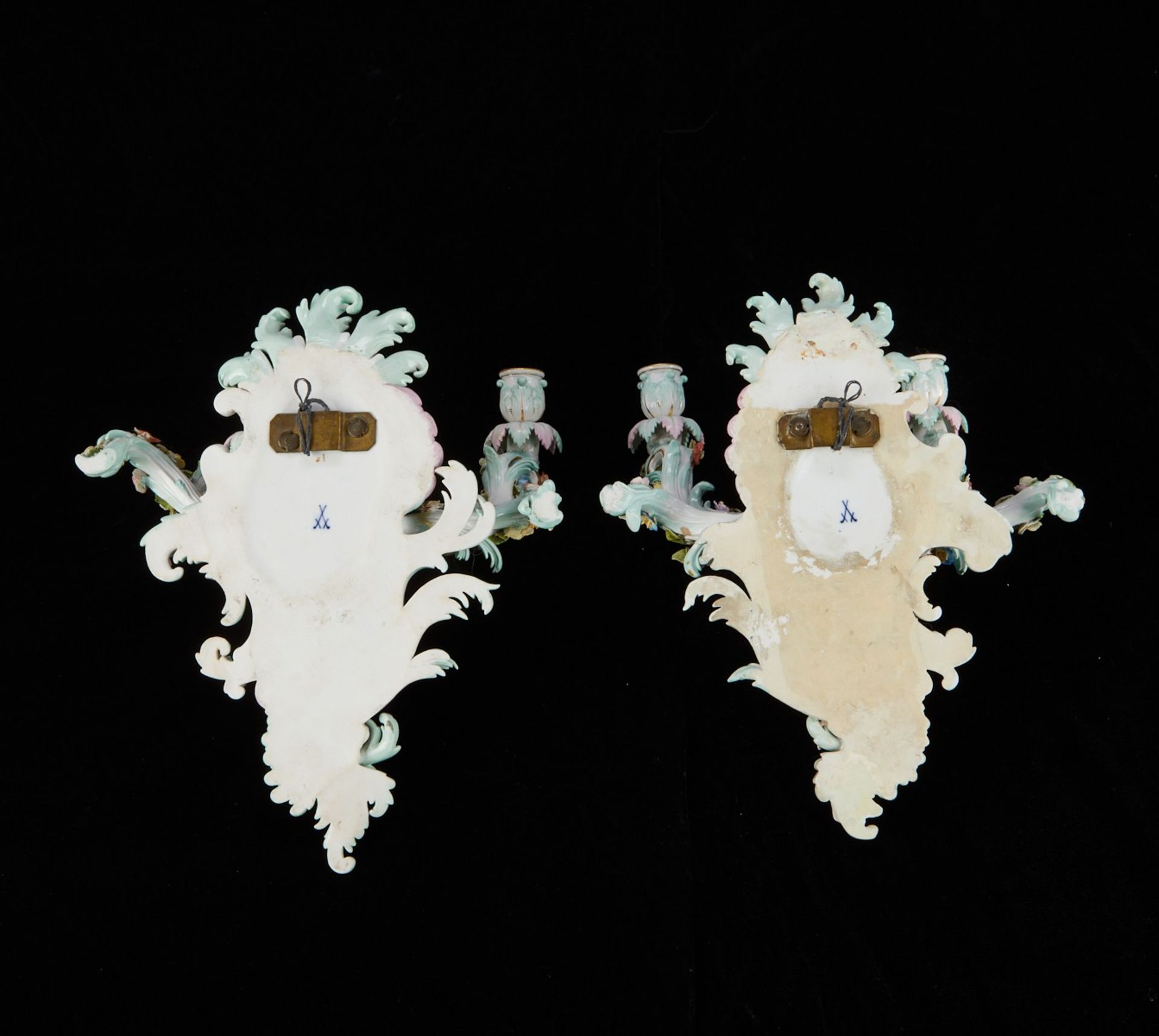 Pair of Meissen Porcelain Candle Wall Sconces - Bild 2 aus 8